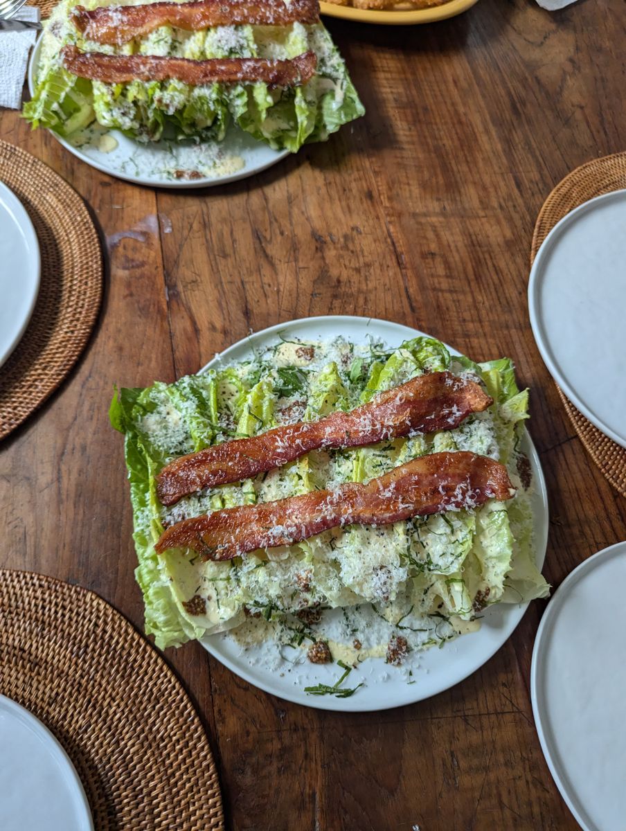 Little gem salad with bacon