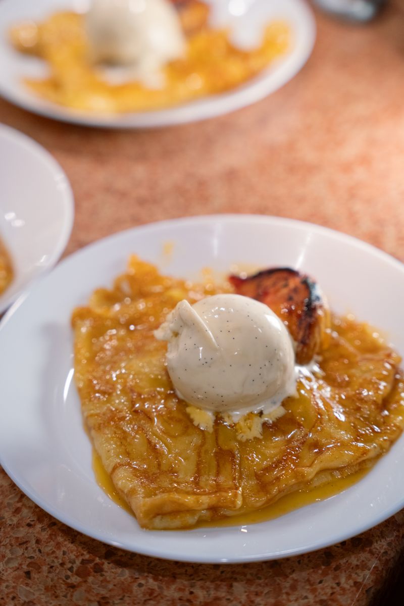 Crepe with vanilla ice cream