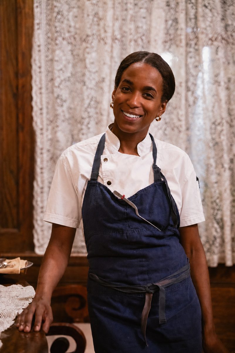 Chef Franchesca Maldonado in her chef whites